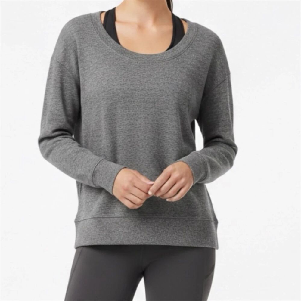 Athleta Coaster Luxe Sweatshirt Womens Small Top Grey Heather Athletic Running